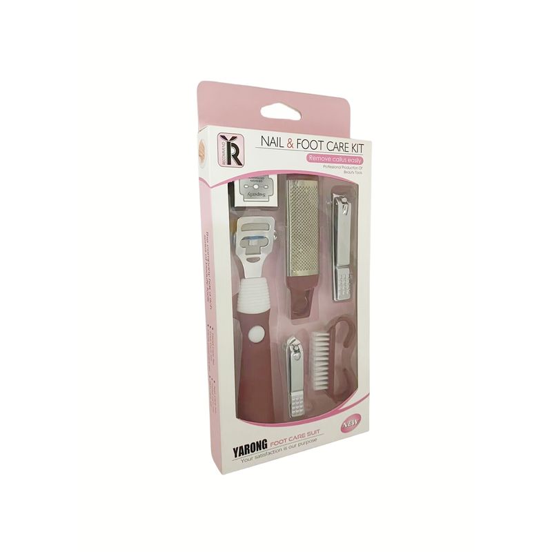 GENERICO - Set 6 Manicure Lima Cepillo Corta Uñas Para Pedicura Color Rojo.