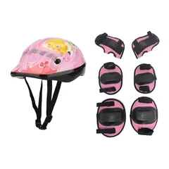 GENERICO - Casco Niño Muñequera Coderas Rodilleras Bici Skate -Rosa