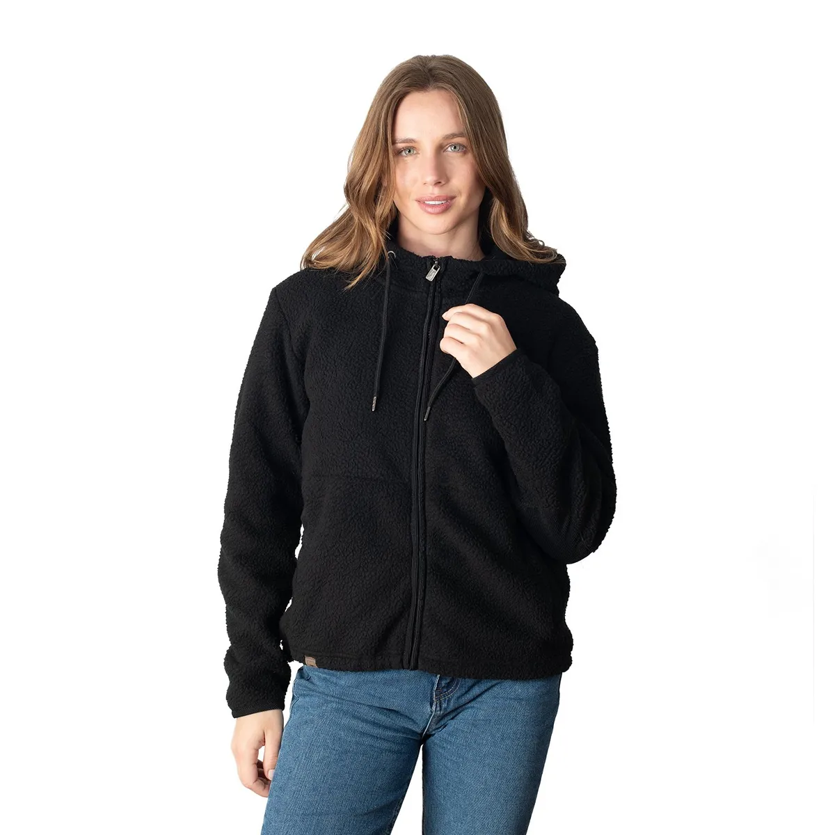 LENGA - Polerón Chaqueta Polar Mujer Sherpa Con Capucha Puya Lenga