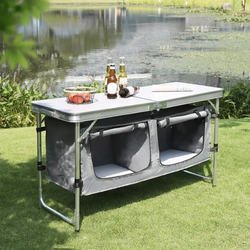 SANTU HOME & DECO - Mesa de Camping Plegable Con Bolsos de Almacenamiento