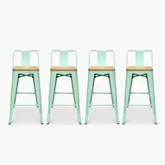 FORM DESIGN - Pack 4 Tolix Taburetes c/resp 66 Madera Menta Form