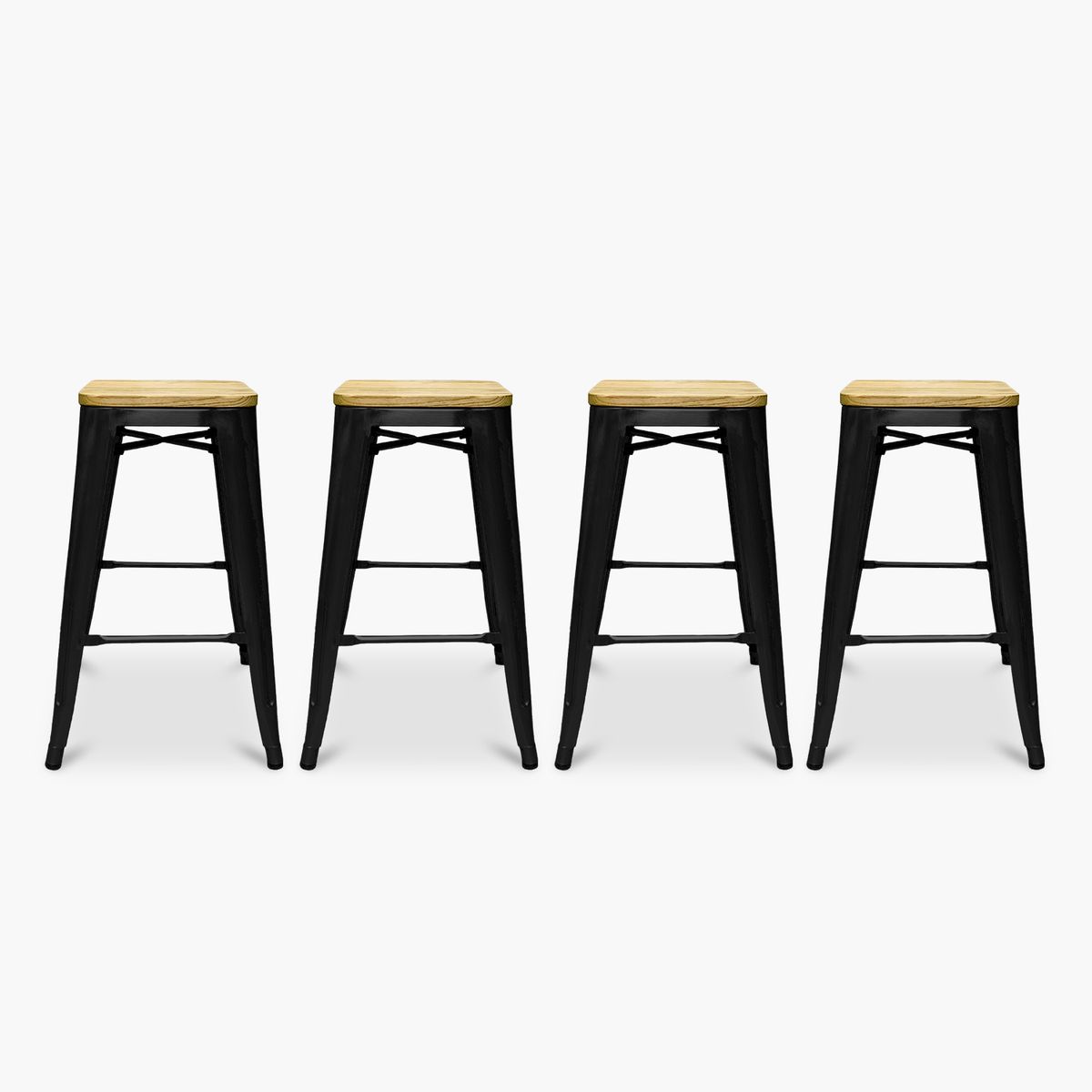 FORM DESIGN - Pack 4 Tolix Taburetes 66 Madera Negro Form