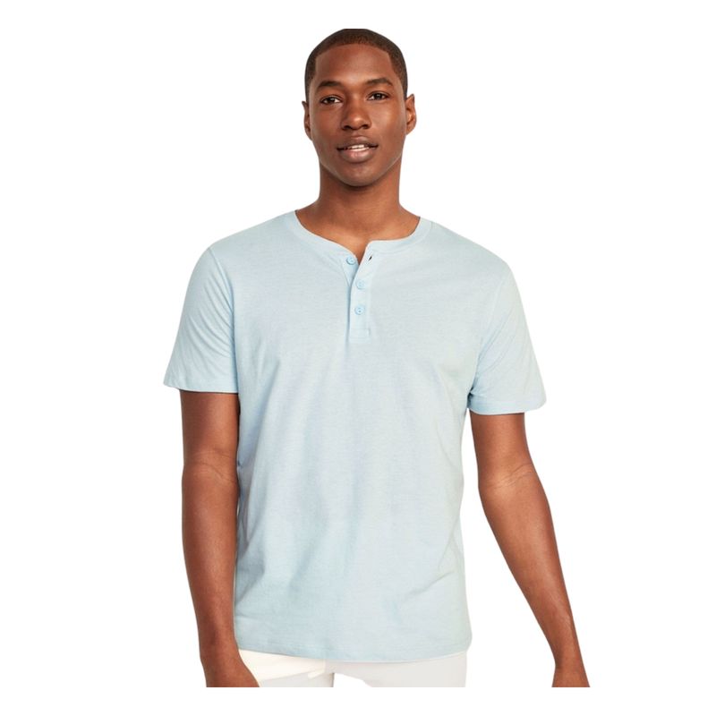 OLD NAVY - Polera Manga Corta Henley Soft-Washed Celeste OLD NAVY