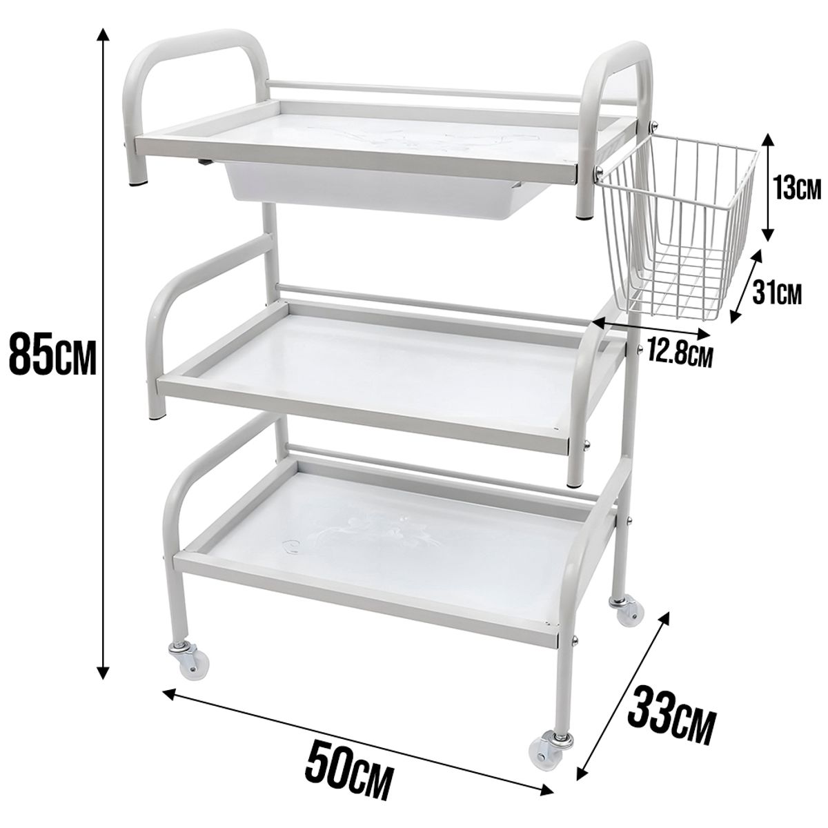 GENERICO - Mesa Auxiliar Centro Estética Carro Móvil 3 Niveles Y Cajón
