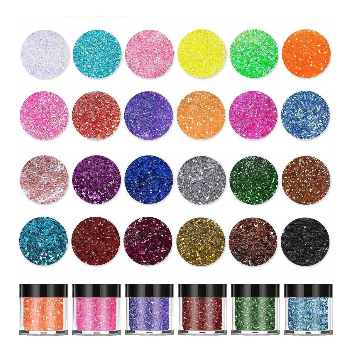 GENERICO - Glitter Para Resina Uv 24 Colores Aros Llaveros Colgante.
