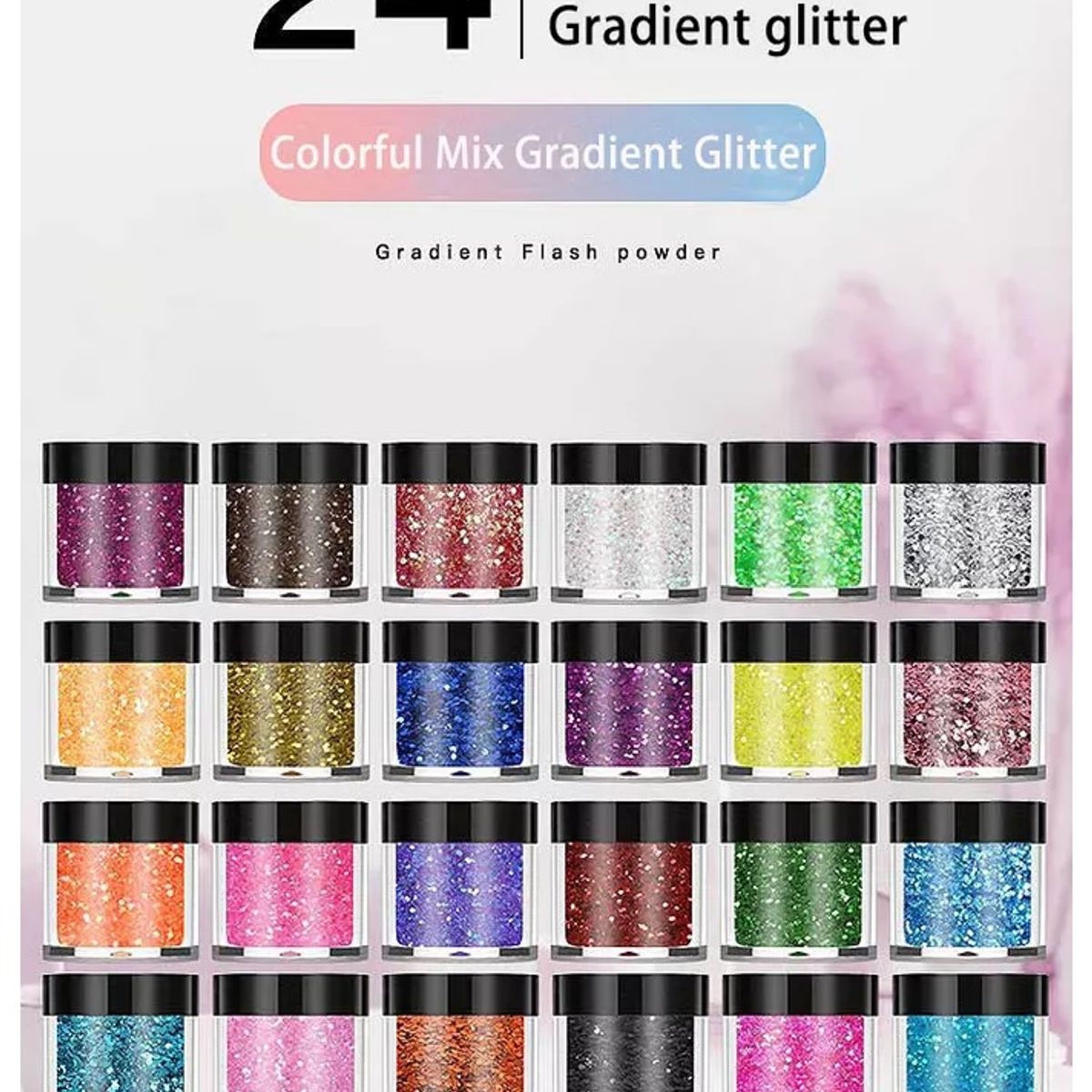 GENERICO - Glitter Para Resina Uv 24 Colores Aros Llaveros Colgante.