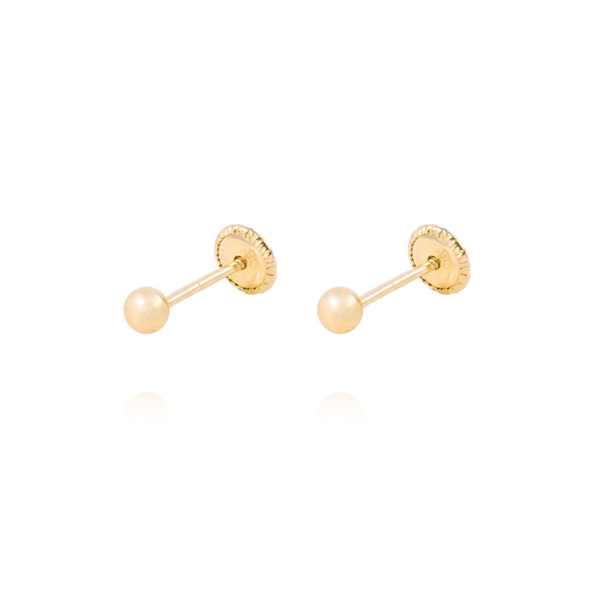 JB JOYAS BARON - Aros de Oro 14KT Bolita Solida 3mm