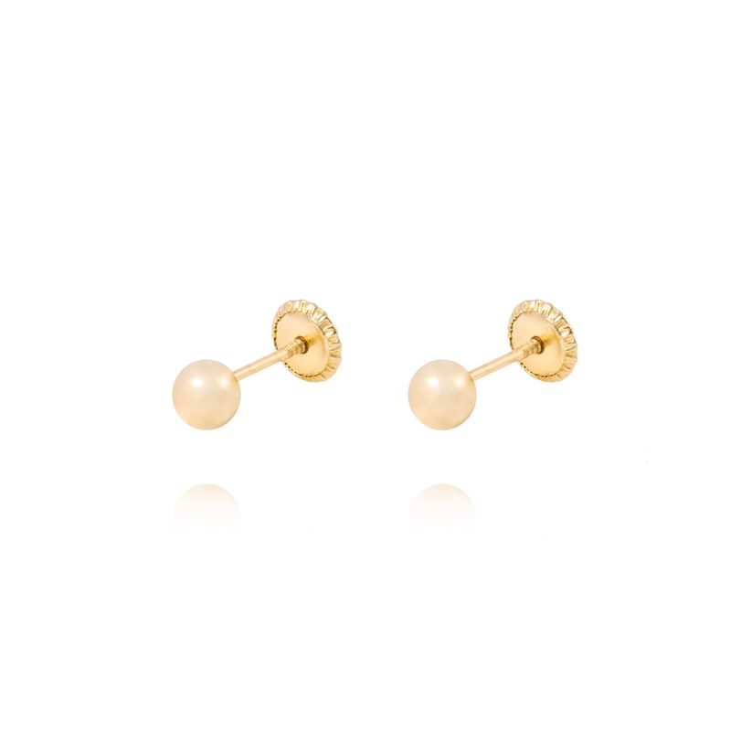 JB JOYAS BARON - Aros de Oro 14kt Bolita Solida 4mm