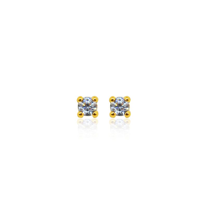 JB JOYAS BARON - Aros de Oro 14kt Circon Punto Pequeño 2.5mm