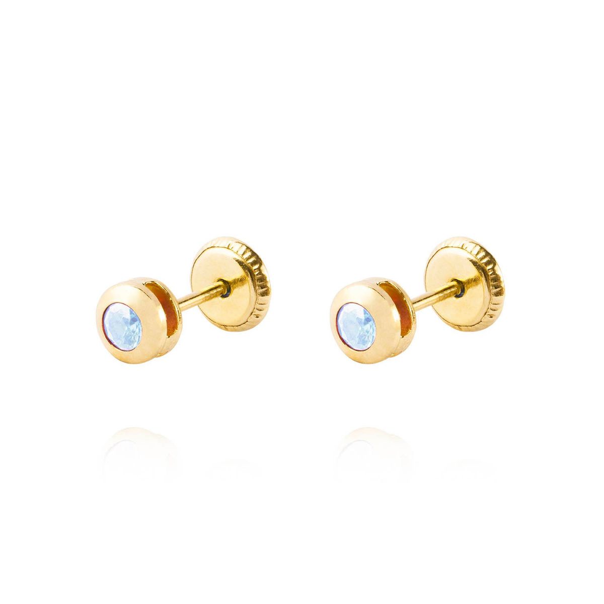 JB JOYAS BARON - Aros de Oro 18kt Punto de Luz 2,5mm Agua Marina