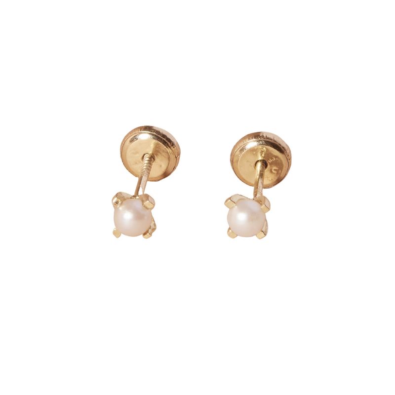 JB JOYAS BARON - Aros de Oro 18kt Perla Cultivada 4 Grifas 3,0mm-3,5mm