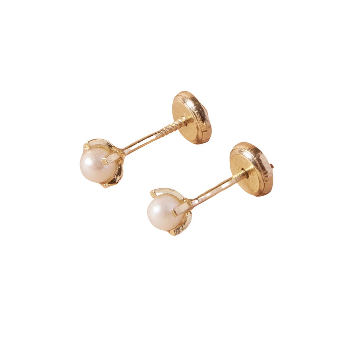 JB JOYAS BARON - Aros de Oro 18kt Perla Cultivada 4 Grifas 3,0mm-3,5mm