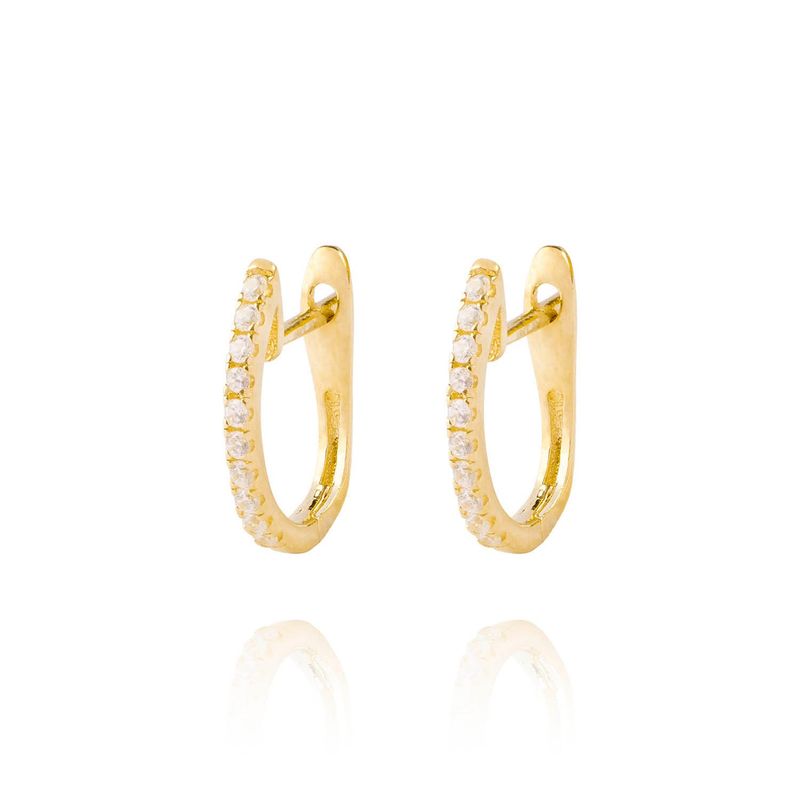 JB JOYAS BARON - Aros de Oro 18kt Argollas Circón en U