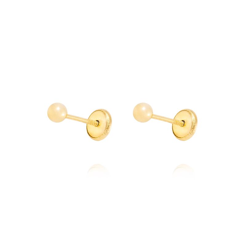 JB JOYAS BARON - Aros de Oro 18kt Bolita Tornillo Hilo 3mm