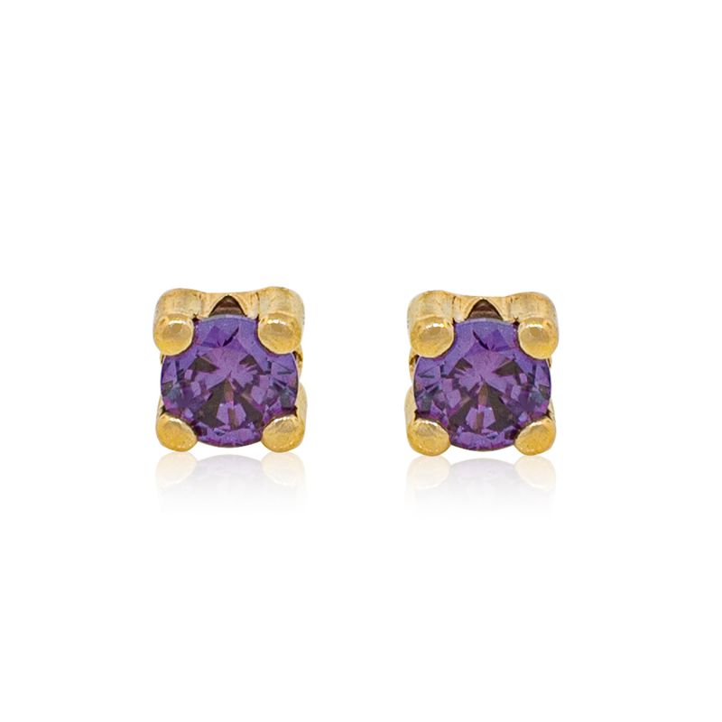 JB JOYAS BARON - Aros de Oro 18kt Amatista Piedra 2,5mm
