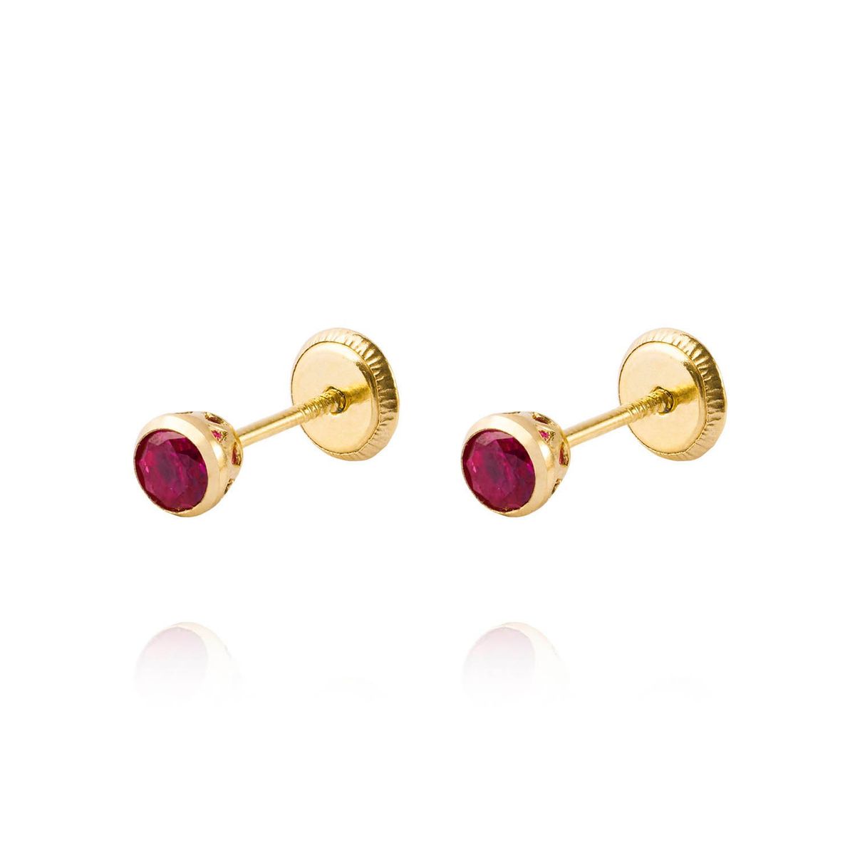 JB JOYAS BARON - Aros de Oro 18kt Rubí Clasico de 3,0mm