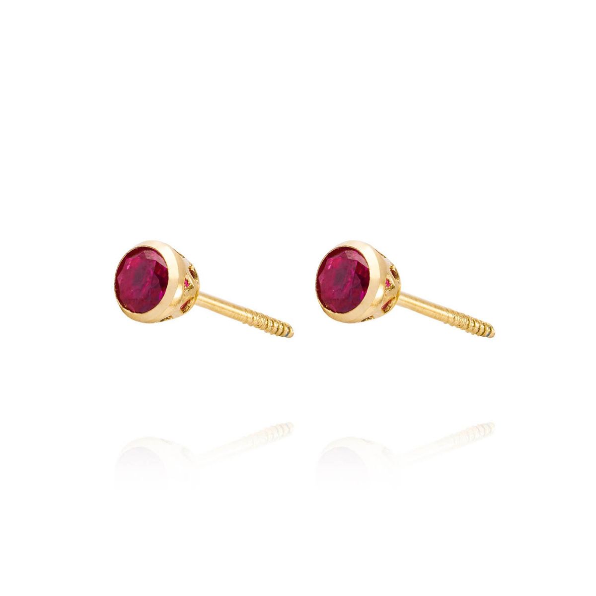 JB JOYAS BARON - Aros de Oro 18kt Rubí Clasico de 3,0mm