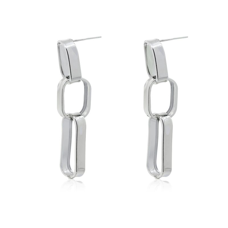 JB JOYAS BARON - Aros de Plata Esterlina 925 Tres Eslabones
