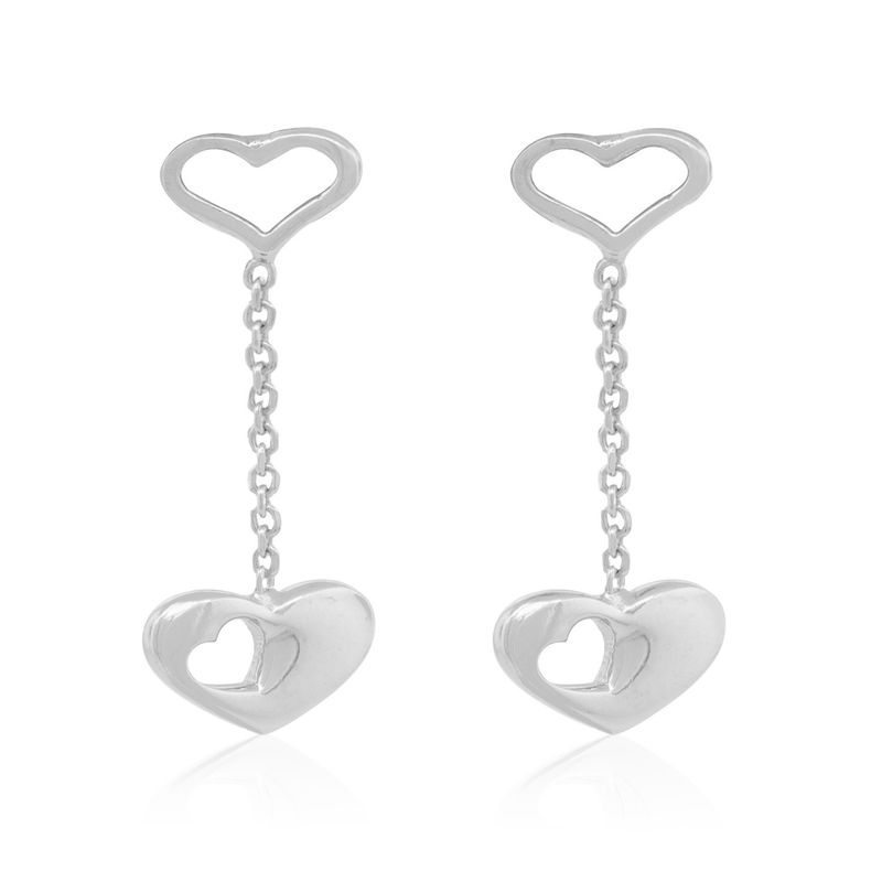 JB JOYAS BARON - Aros de Plata Esterlina 925 Corazón Cadena