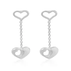 JB JOYAS BARON - Aros de Plata Esterlina 925 Corazón Cadena