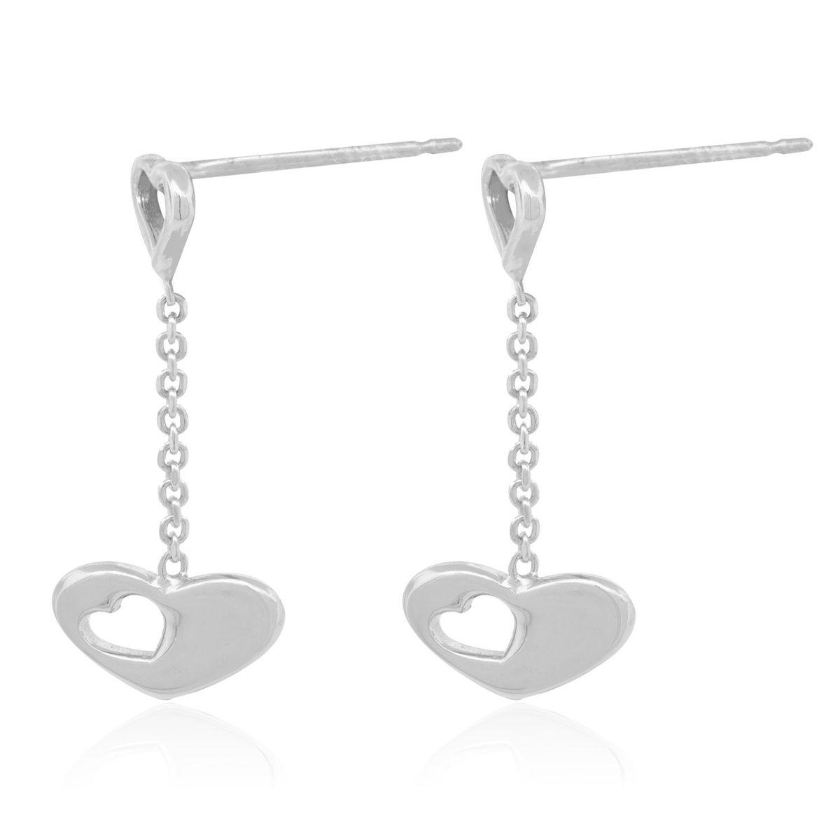 JB JOYAS BARON - Aros de Plata Esterlina 925 Corazón Cadena