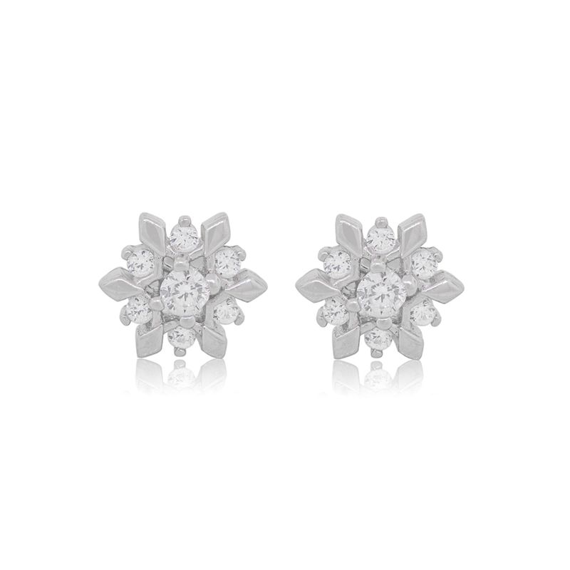 JB JOYAS BARON - Aros de Plata Esterlina 925 Flor Circon
