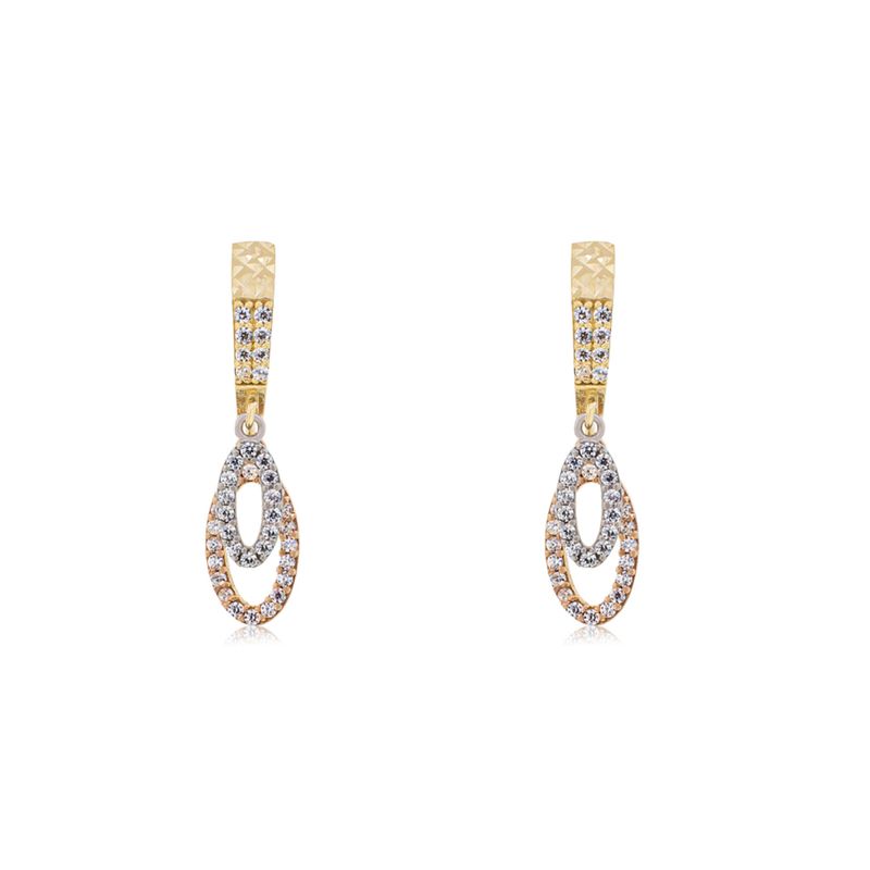 JB JOYAS BARON - Aros de Oro 18kt Argollas Tricolor Labrada