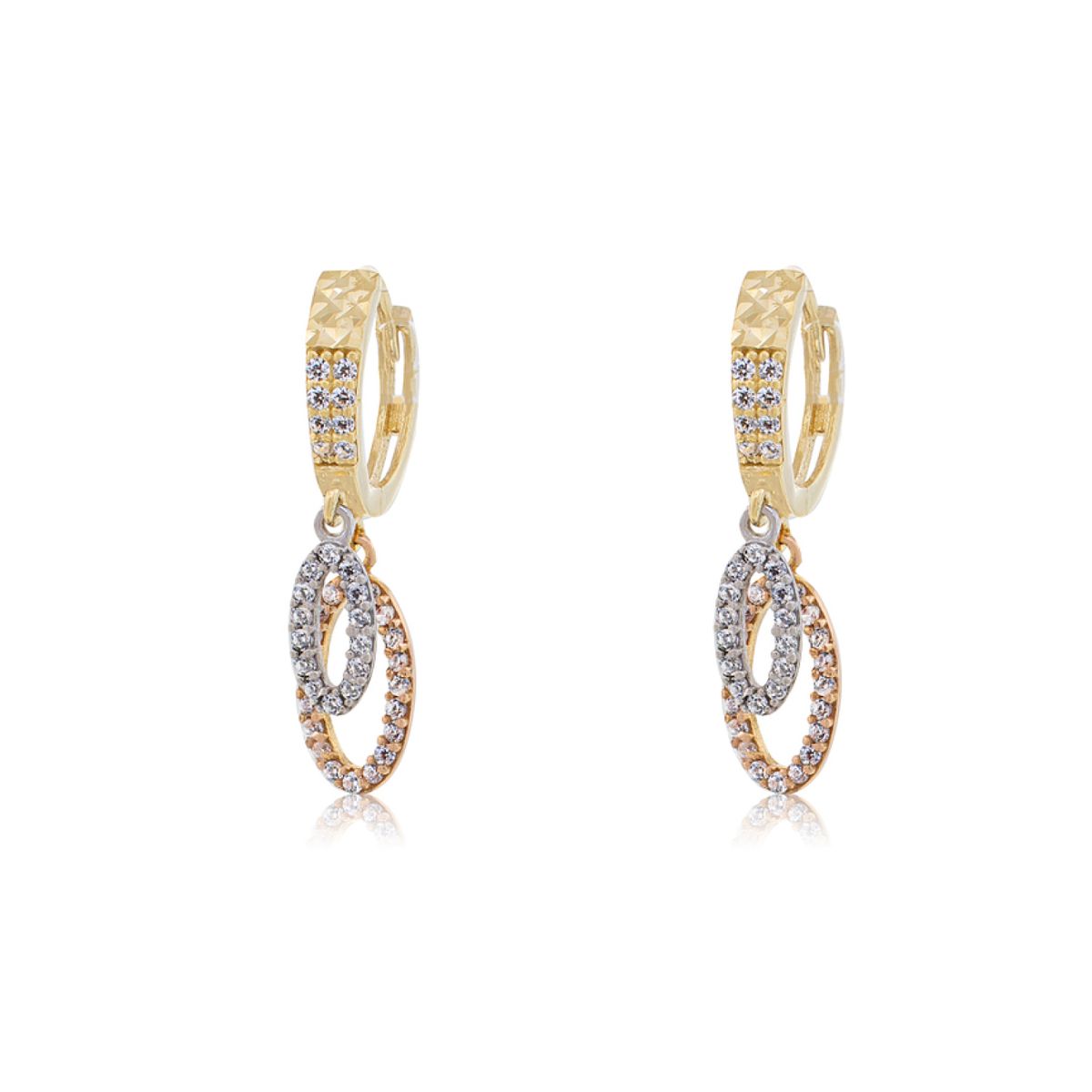 JB JOYAS BARON - Aros de Oro 18kt Argollas Tricolor Labrada