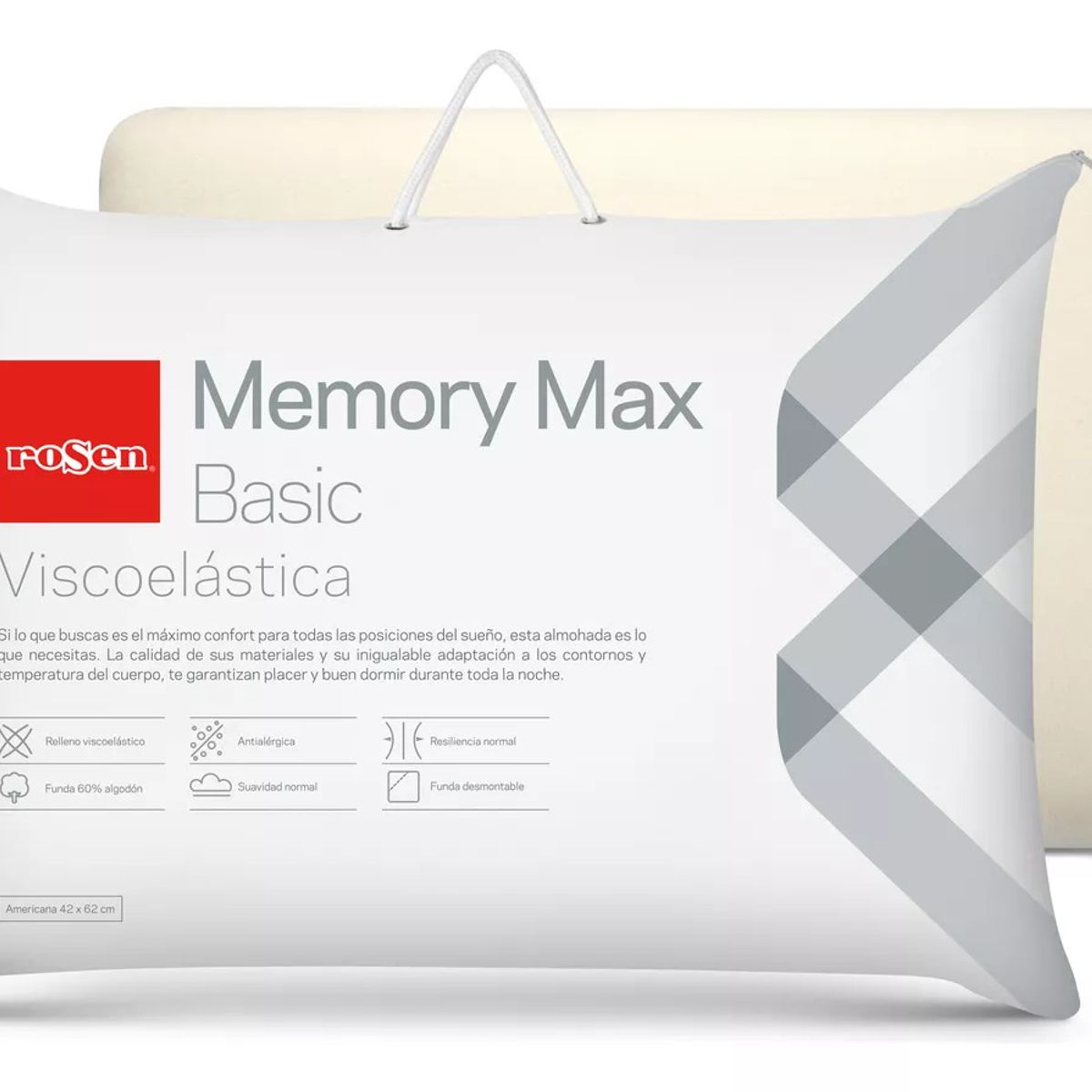 ROSEN - Pack 2 Almohadas Memory Max Basic Americana 42x62 Cm - Rosen