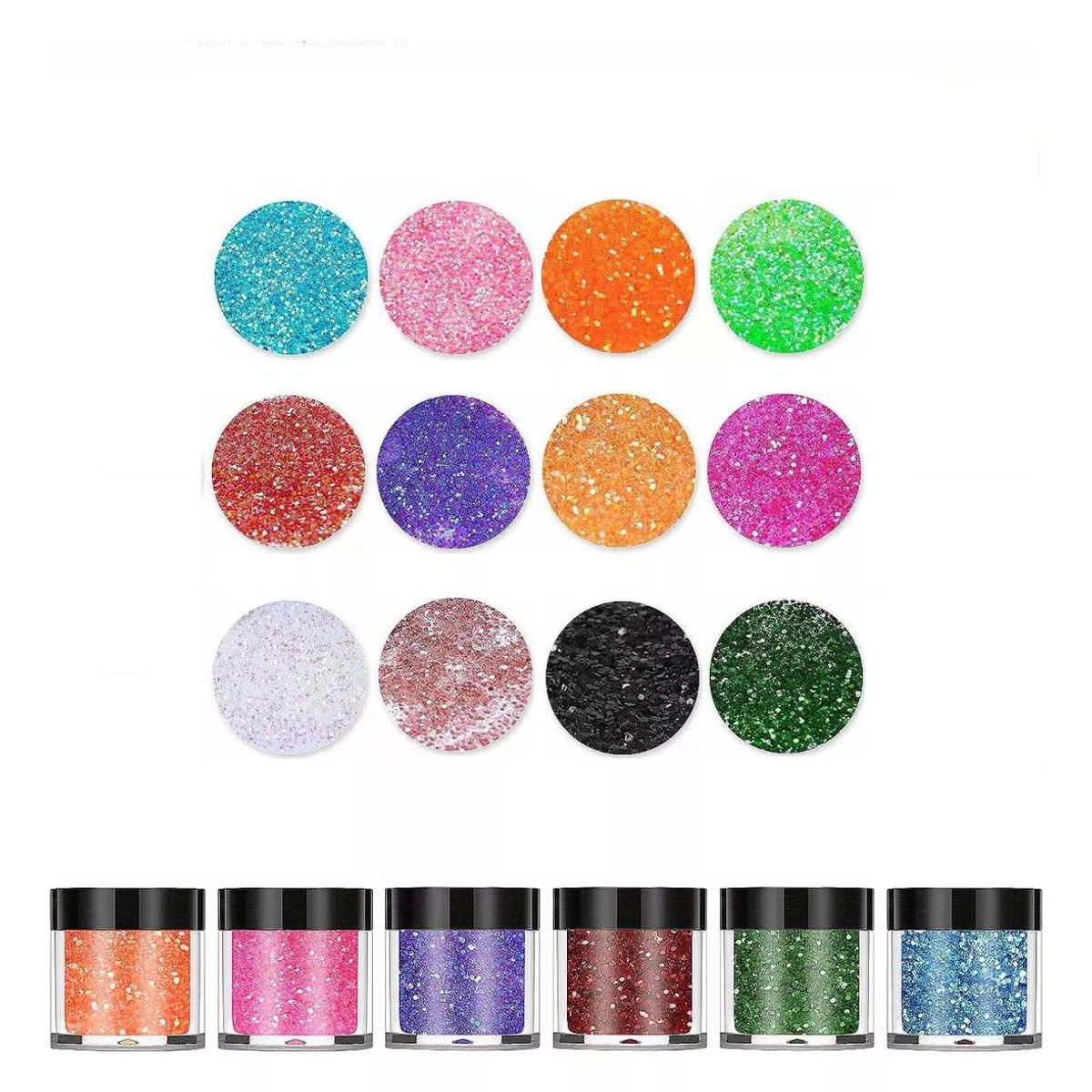 GENERICO - Glitter Para Resina Uv 12 Colores Aros Llaveros Colgante.