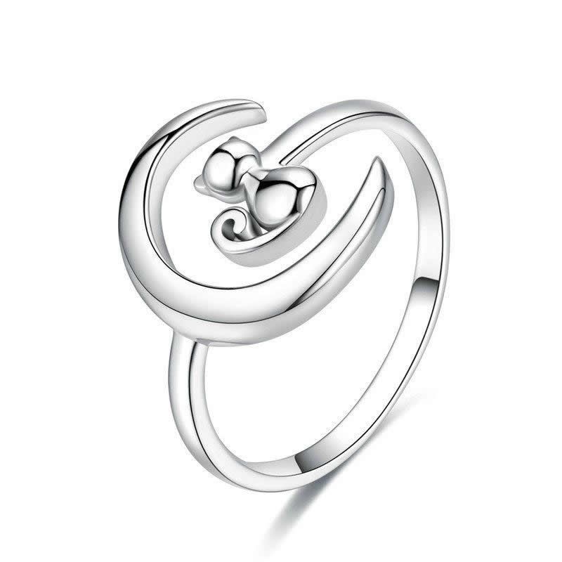 TODOJOYAS - Anillo Plata 925 Gato y Luna