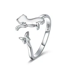 TODOJOYAS - Anillo Plata 925 Gato y Mariposa
