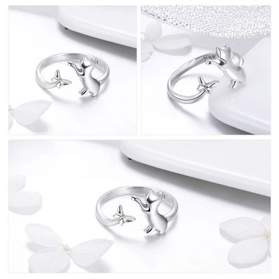 Imagen 2 del producto Anillo Plata 925 Gato y Mariposa