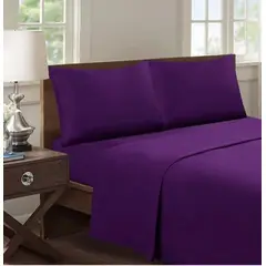 GENERICO - Juego de Sábana 1.5 Plazas 144 Hilos Color Morado GS006