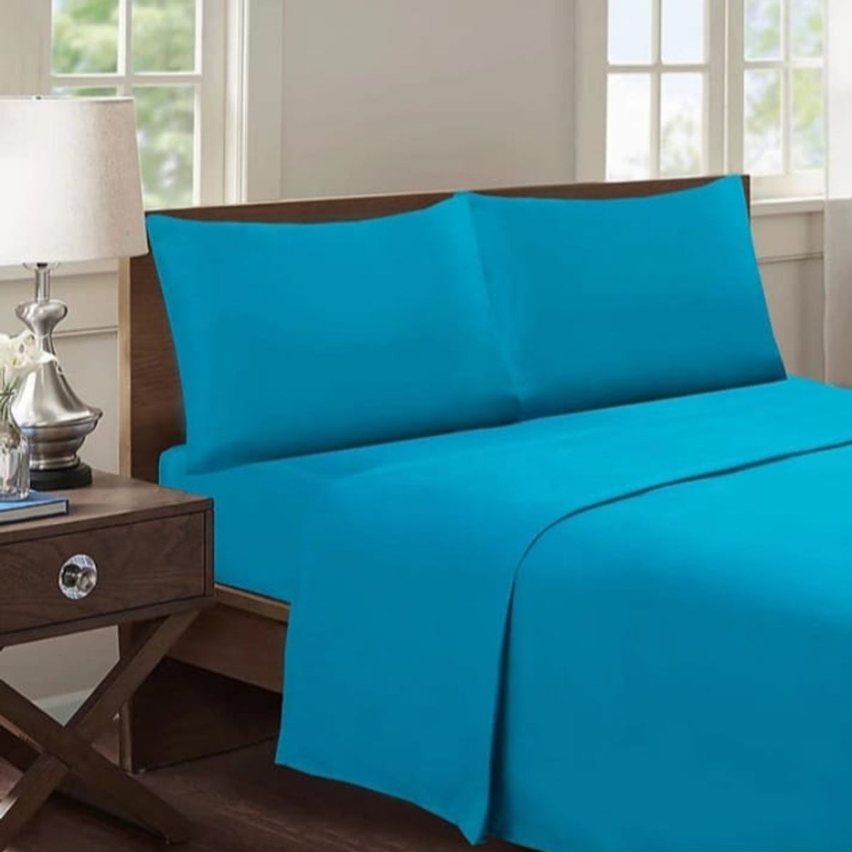 GENERICO - Juego de Sábana 1.5 Plazas 144 Hilos Color Calipso GS008