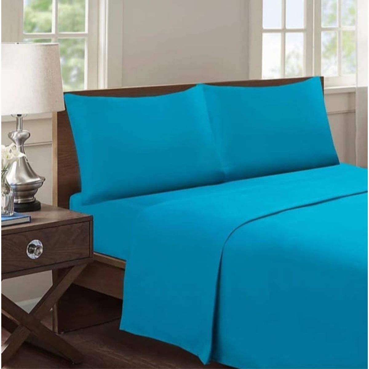 GENERICO - Juego de Sábana 1.5 Plazas 144 Hilos Color Calipso GS008