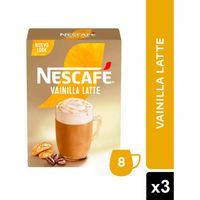 Café Nescafé Vainilla Latte 8x18,5Gr X 3 Cajas