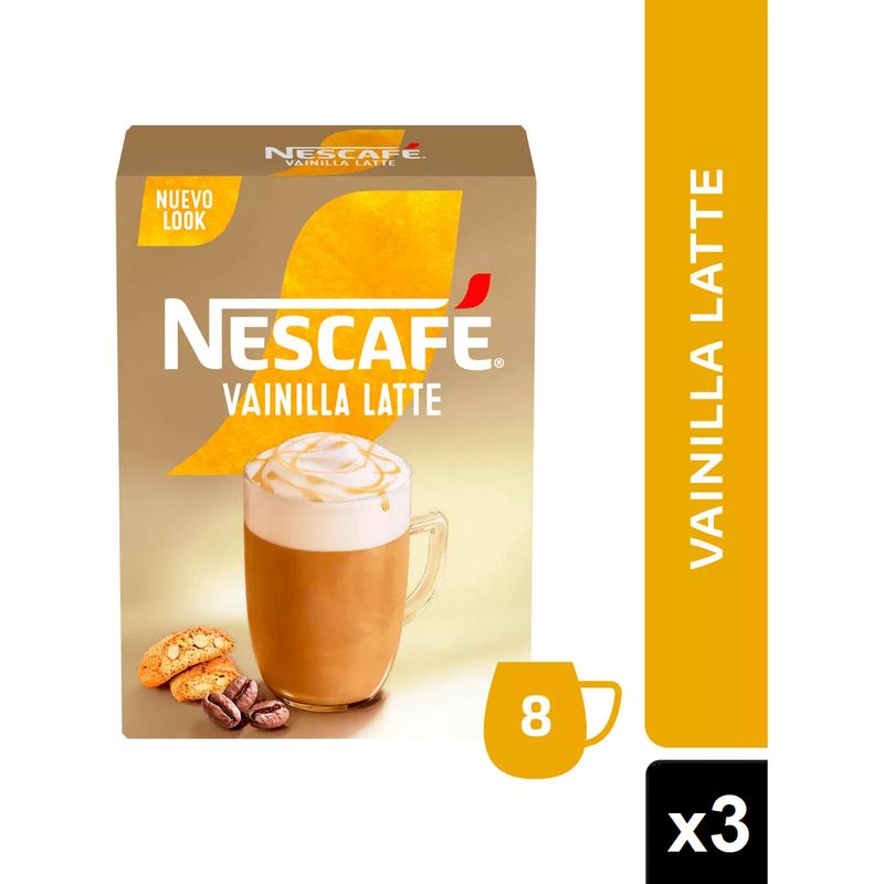 NESTLE - Café Nescafé Vainilla Latte 8x18,5Gr X 3 Cajas