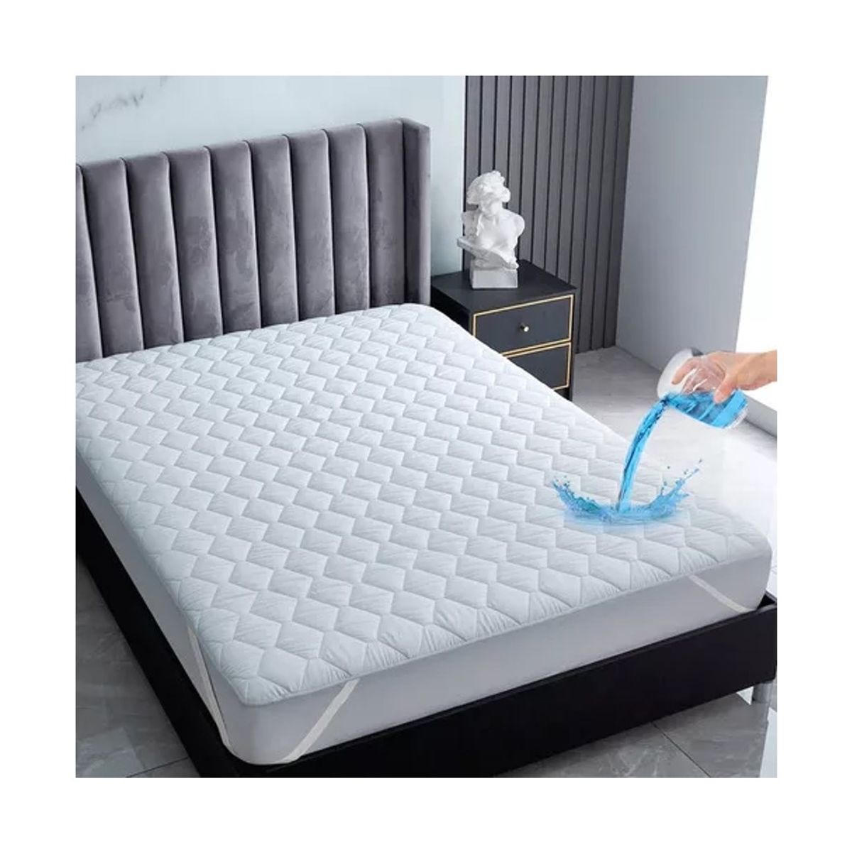 CASATUA - Cubre Colchon Protector Impermeable 2 Plazas Blanco