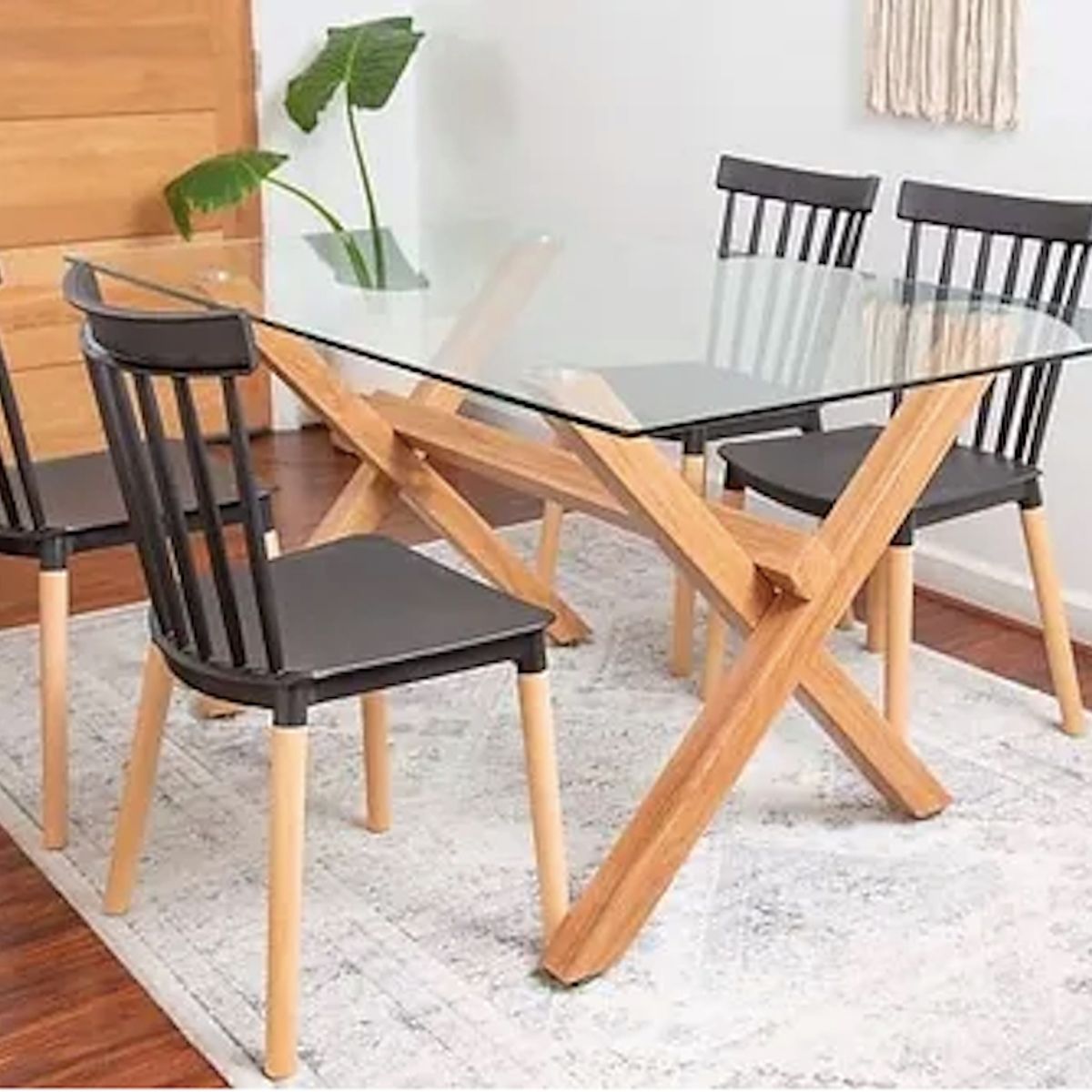 GENERICO - juego comedor 140x90 mas 6 sillas Windsor NEGRAS