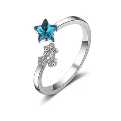 TODOJOYAS - Anillo Estrella Azul Plateado