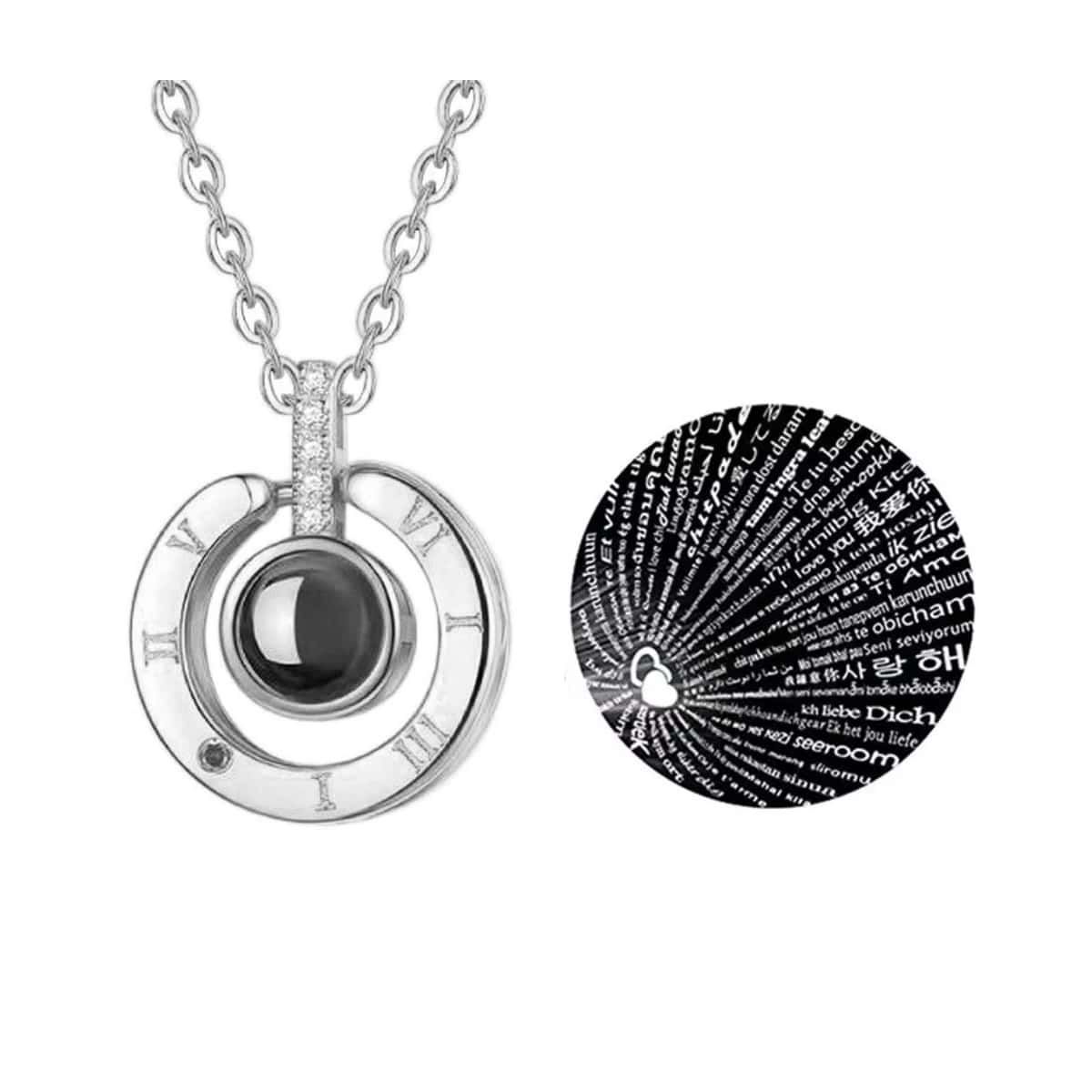 TODOJOYAS - Collar Colgante Te Amo en 100 Idiomas Plateado