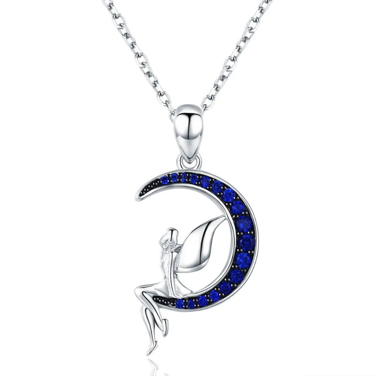 TODOJOYAS - Collar Plata 925 Hada Luna Azul con Circones