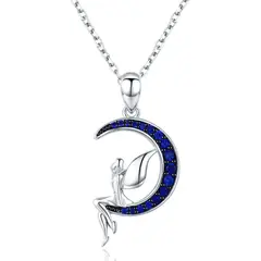TODOJOYAS - Collar Plata 925 Hada Luna Azul con Circones