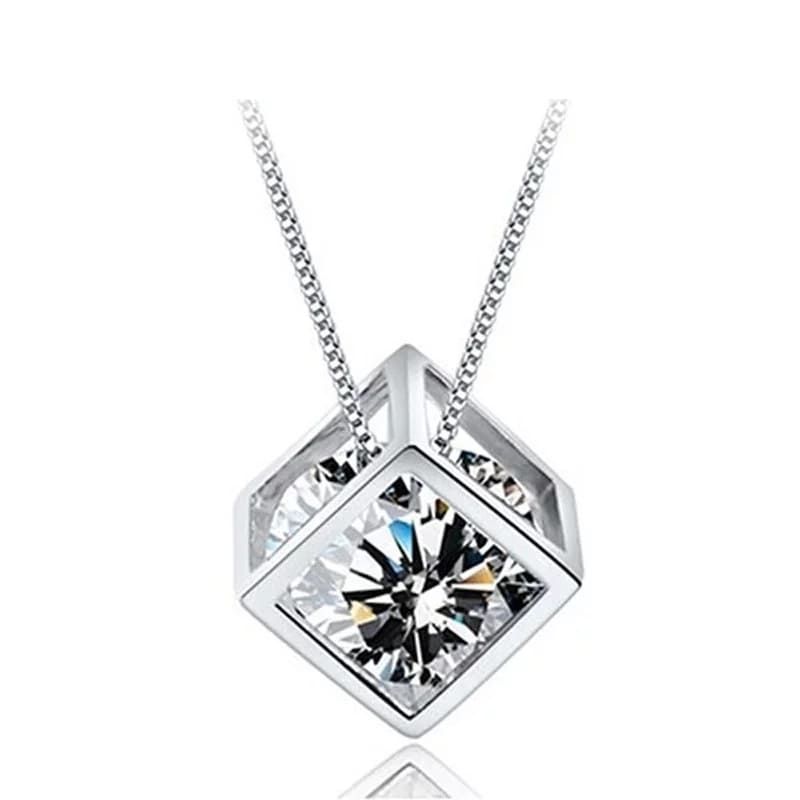 TODOJOYAS - Collar Cubo con Circon Plateado