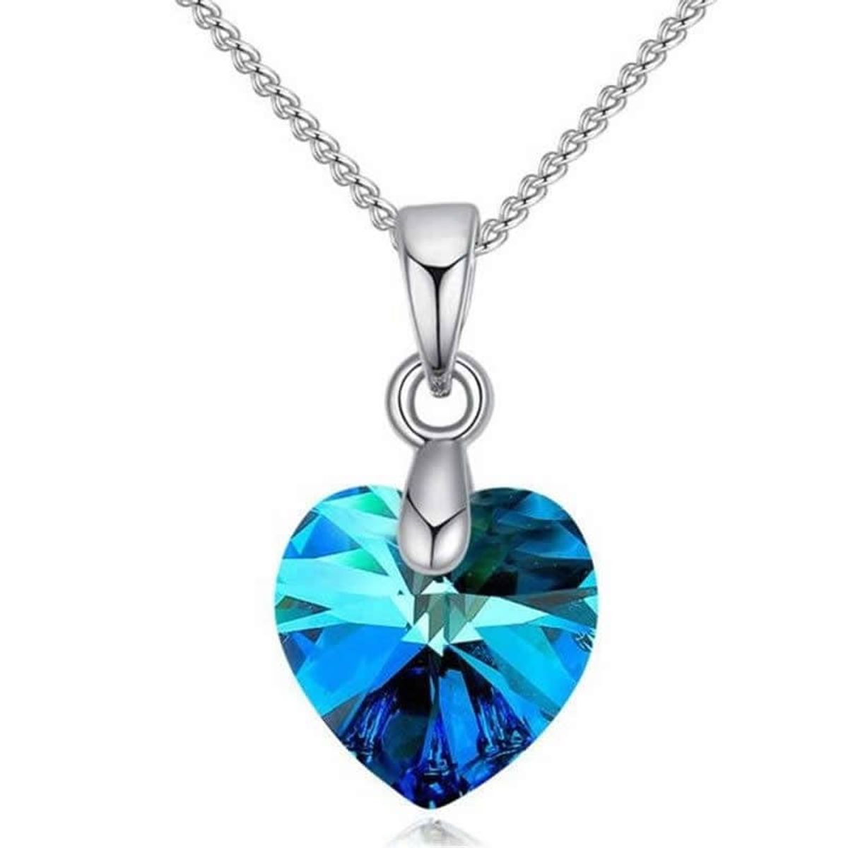 TODOJOYAS - Collar Colgante Cristal Azul BB Plateado