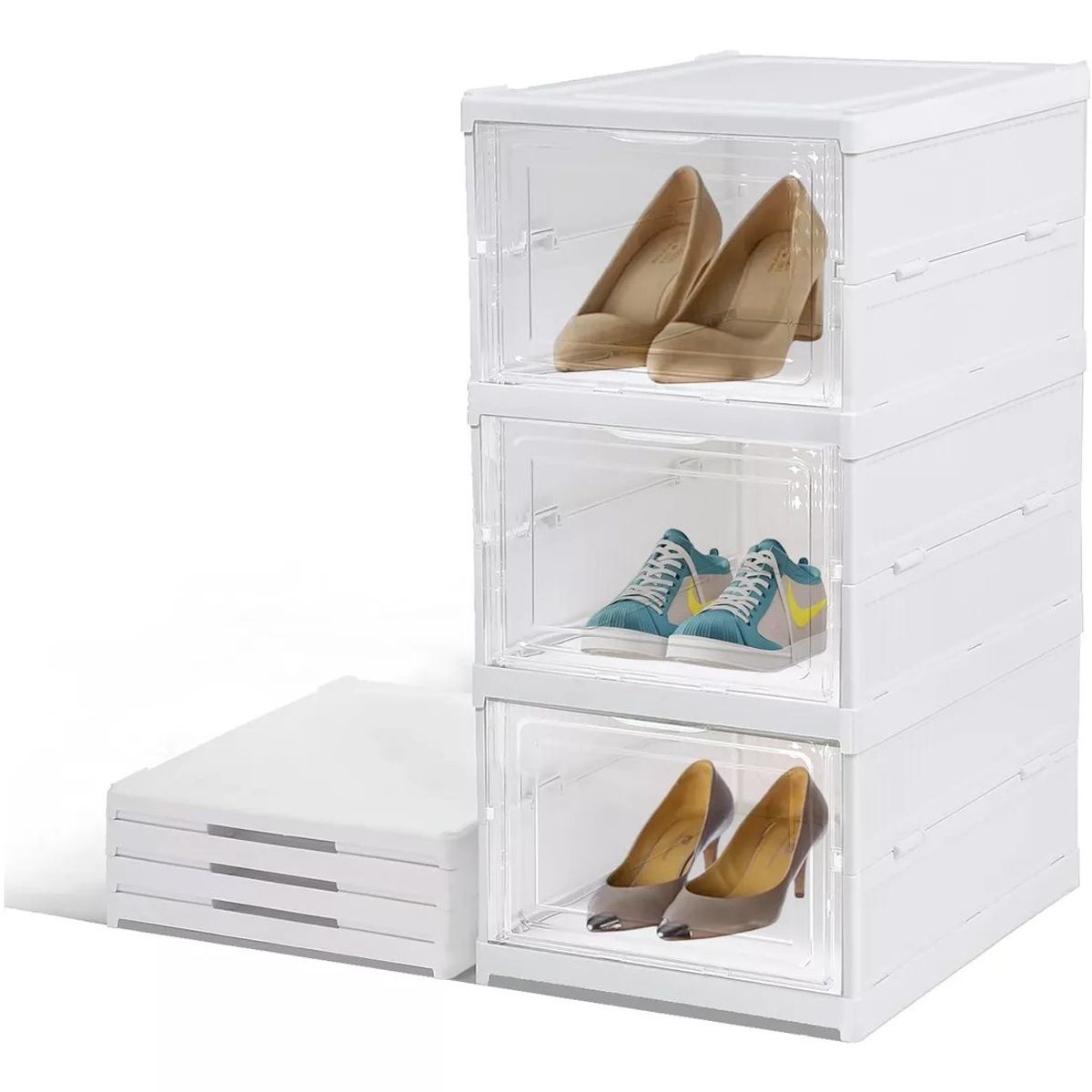 MP - Zapatera Plegable 3 Niveles Una Pieza Firme Sin Instalación