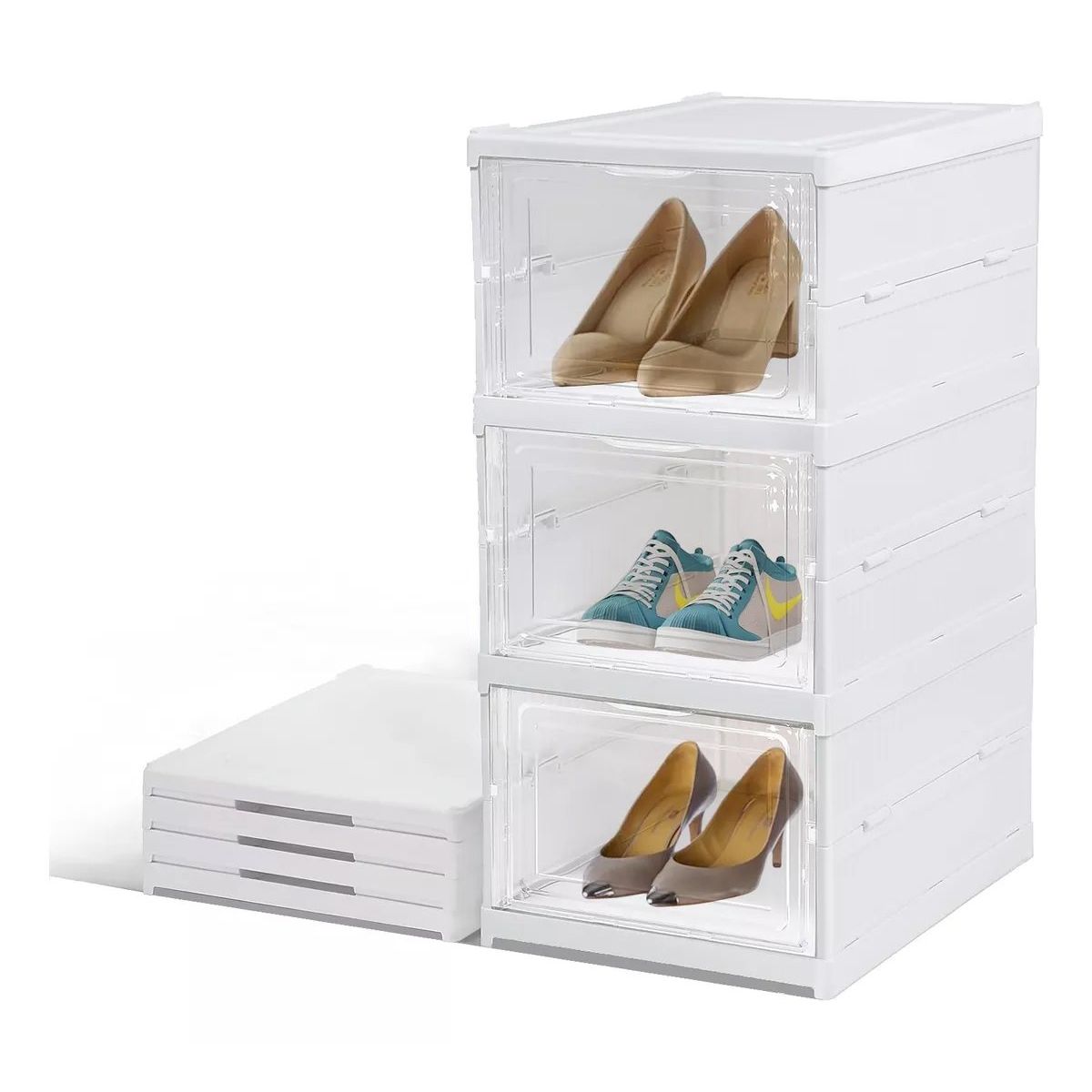 MP - Zapatera Plegable 3 Niveles Una Pieza Firme Sin Instalación