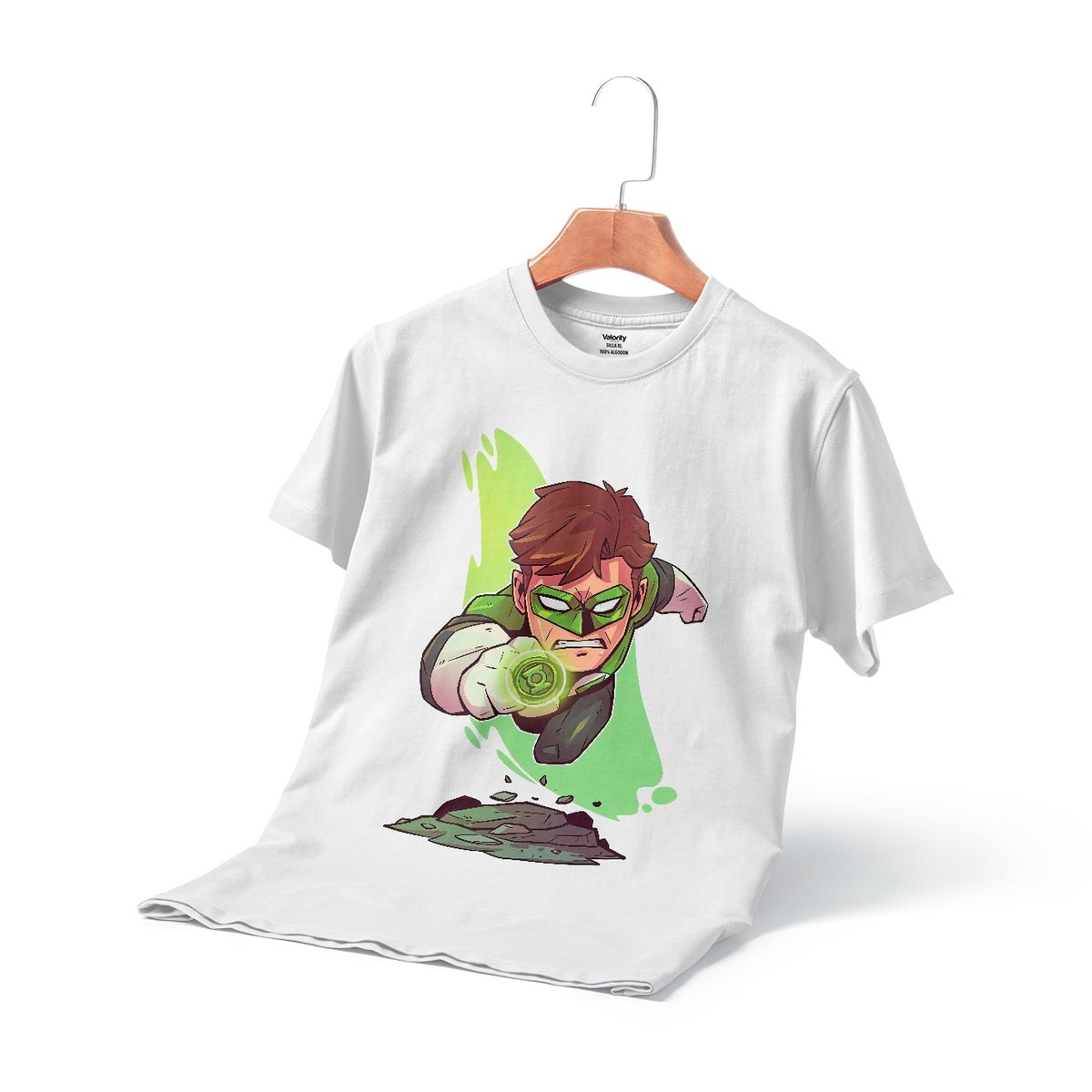 GENERICO - Polera Hombre Linterna Verde Chibi - Blanco