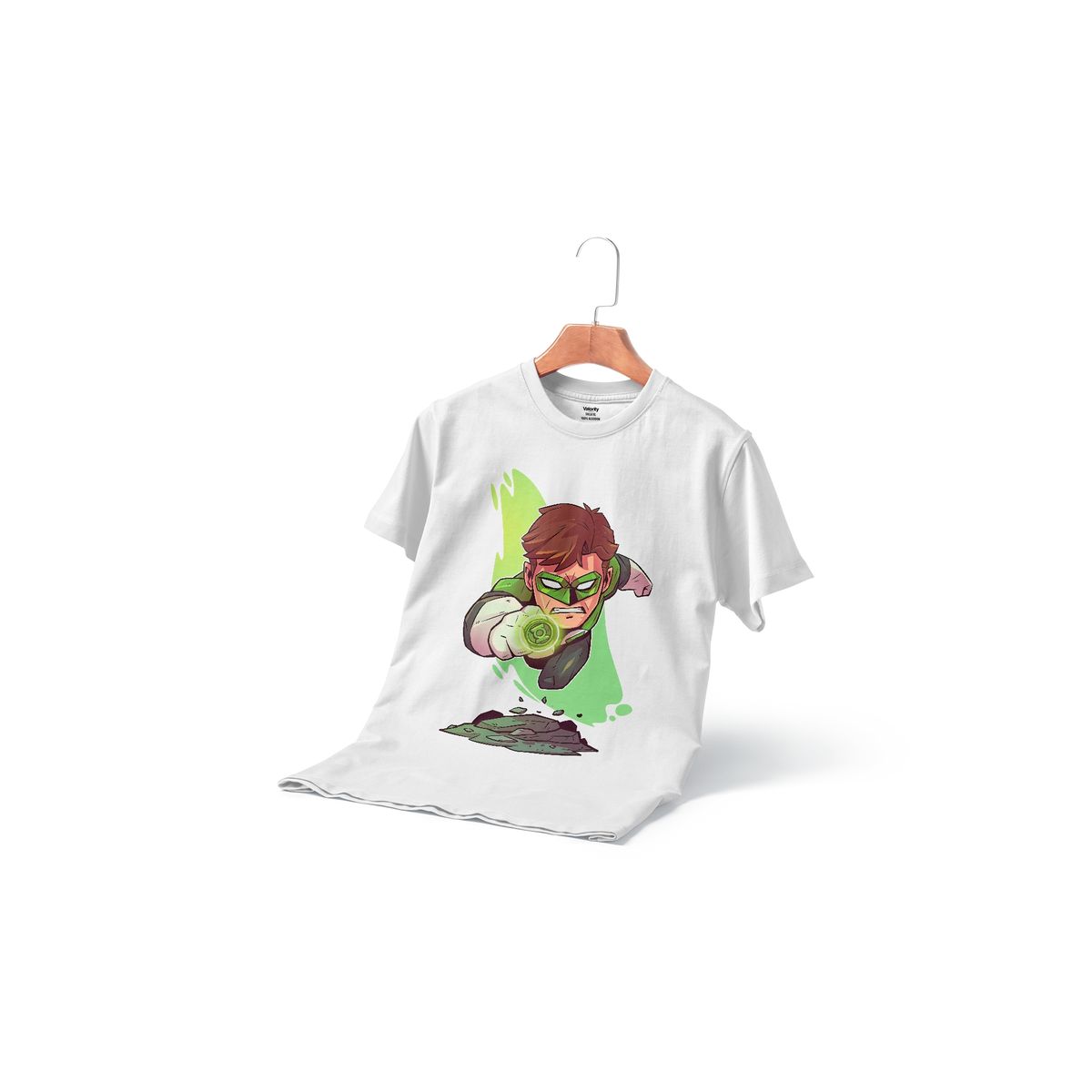 GENERICO - Polera Hombre Linterna Verde Chibi - Blanco